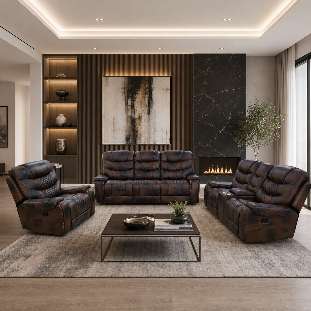 BRAXTON LOUNGE SUITE - CHESTNUT