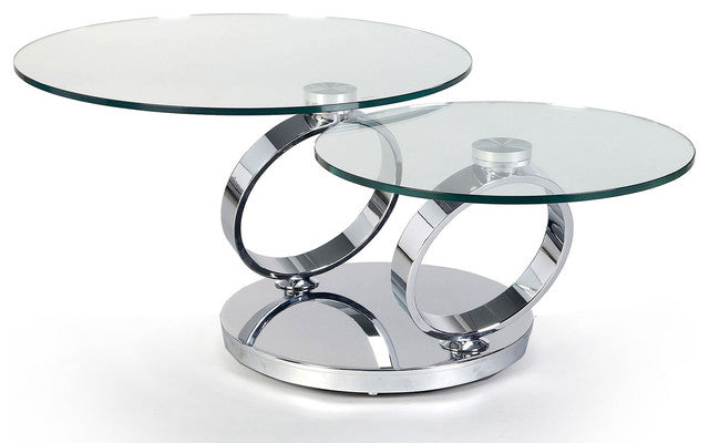 Coffee Table, Silver Base with a glass top 